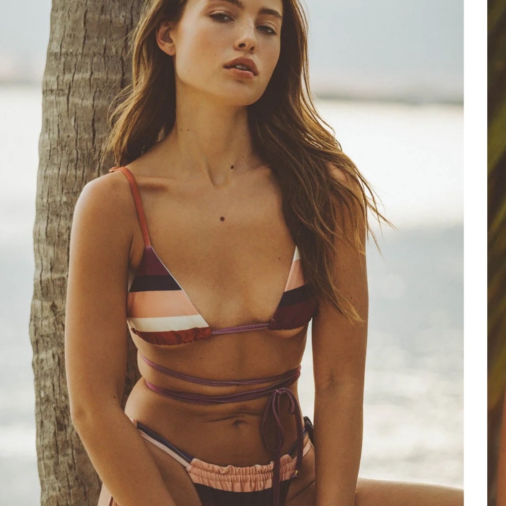 SOAH Indigo String Bikini XS and High Waisted Bottoms S $176